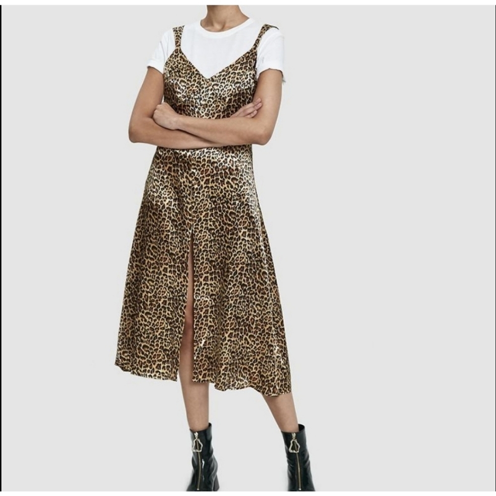 Leopard print Midi slip Dress